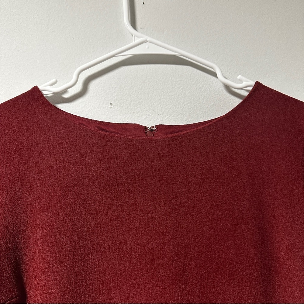 Charming Charlie Maroon Red Shift Dress Short Sleeve Women’s Size Large Spring - Picture 6 of 11